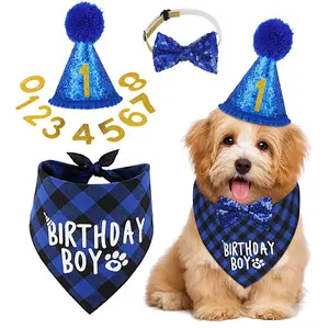 [0009] Dog Birthday Party Kit - Adjustable Birthday Hat, Bandana & Bow Tie Set for Puppies, Multiple Styles & Colors