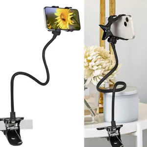 Adjustable Universal Phone Holder Lazy Tablet Holder Stand Gooseneck Clip Mount For Bed And Desktop For Live Streaming TV Watching And Hands-Free Viewing Secure Convenient Phone Mounting Solution Compatible With IPhone Android Phone For Birthday Gift Val