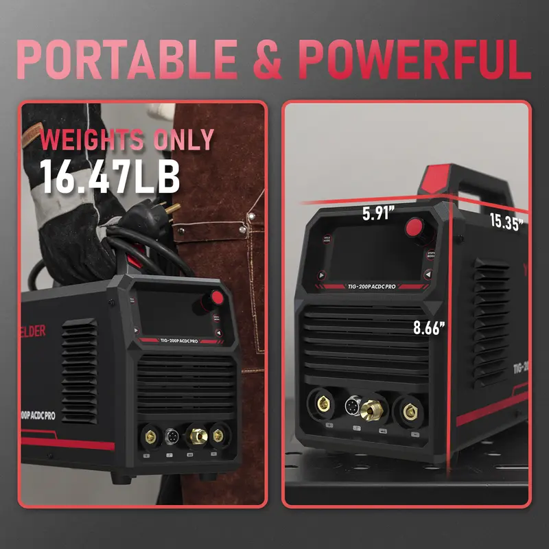 YESWELDER TIG-200P-ACDC-PRO AC/DC Aluminum TIG Welder 200Amp | AC TIG/DC TIG/Spot TIG/Pulsed TIG/Stick | HF Start 110/220V Dual Volts Welding Machine with Pulse 8