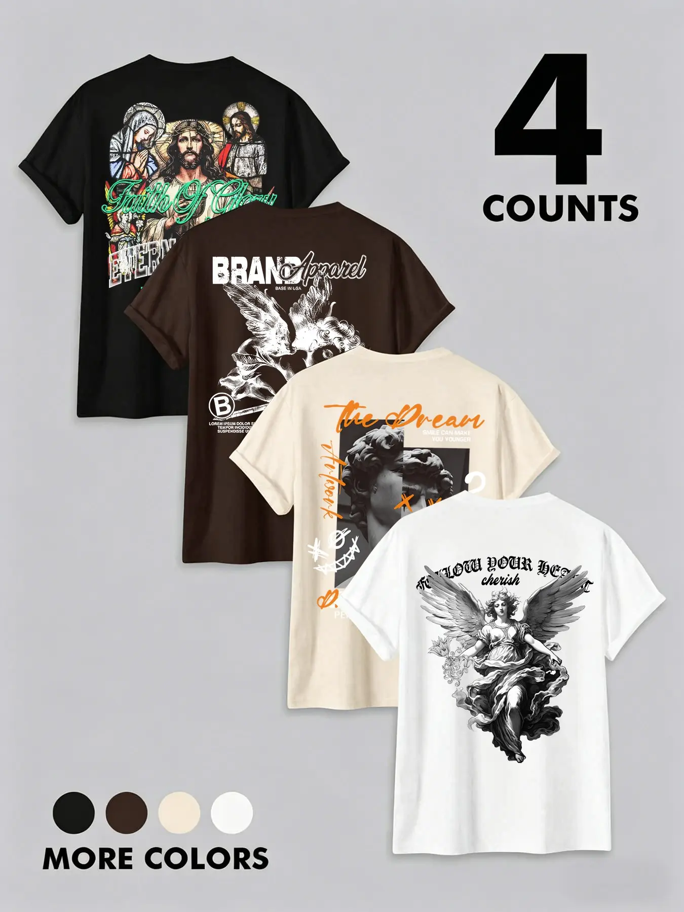 4-Pack Outdoor Hunting Series Graphic T-Shirts | Breathable Camo Wildlife Art (Mallard & Buck) Short Sleeve Tees | Best Choice for Hunting Enthusiasts & Father's Day Gift