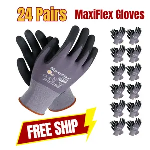 24 Pairs Maxi Flex PIP - Maxi Flex Gloves - Work Gloves Ultimate 34874 Foam Nitrile Palm Coated Gloves - Work Gloves maxi flex industrial gloves