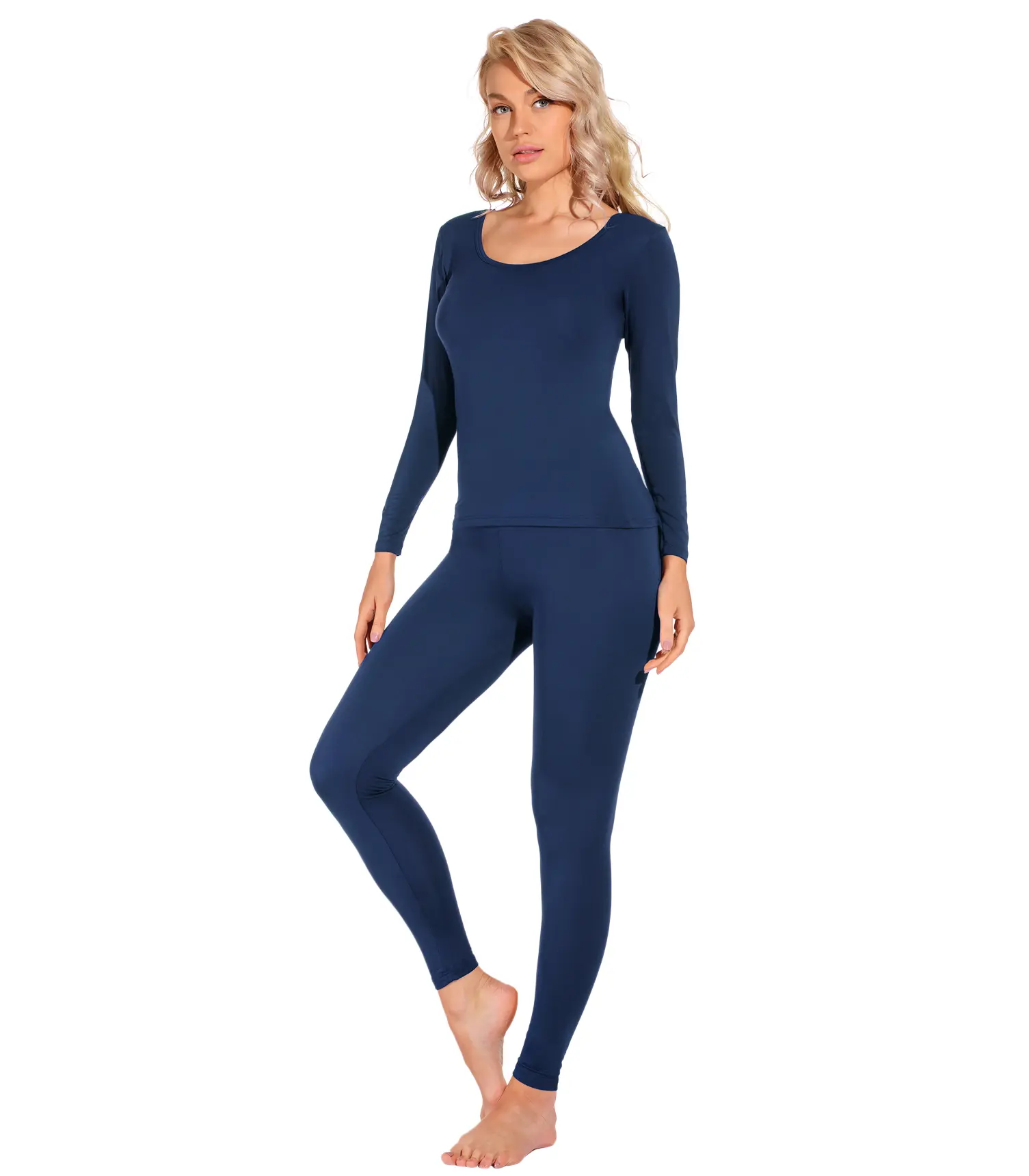 LiangRou Women's Crewneck Long Johns Ultra Thin Modal Thermal Underwear Top & Bottom Set