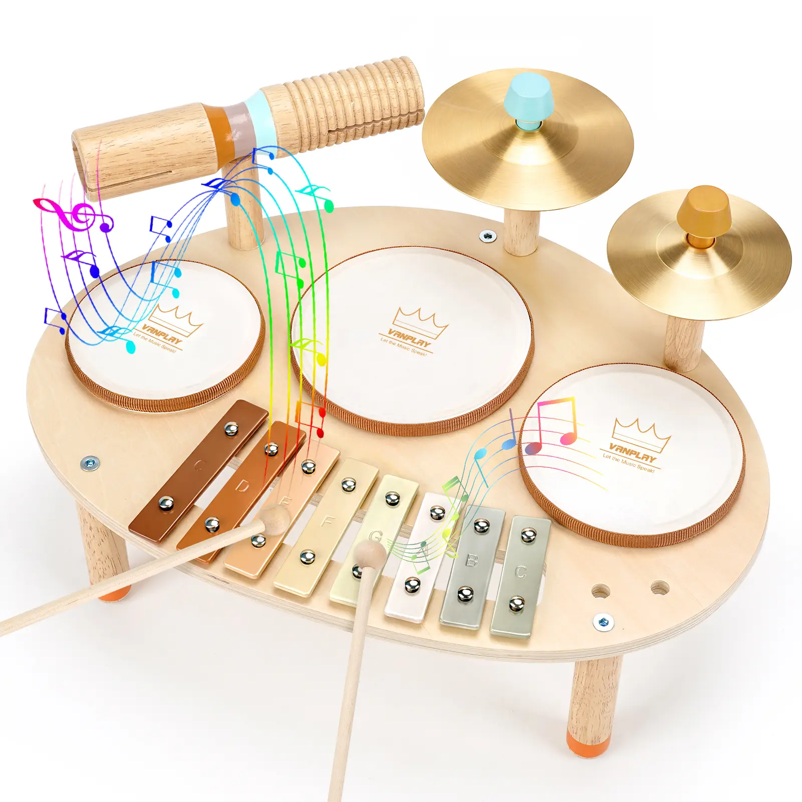 Joyreal Drum Set with Xylophone for Kids - 4 in 1 Musical Instruments Set for Toddlers, Wooden Montessori Toys, Christmas Birthday Gifts Ideas, Multifunctional Drum Kit, #backtoschool