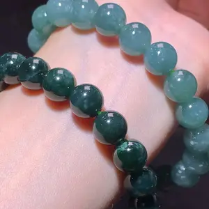 【Guatemalan blue water jadeite】round beads, ice jade bracelet gift