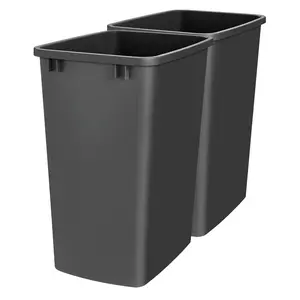 Rev-A-Shelf Polymer Replacement 35 qt. Trash Bin, Black, 2 Pack, RV-35-18-2
