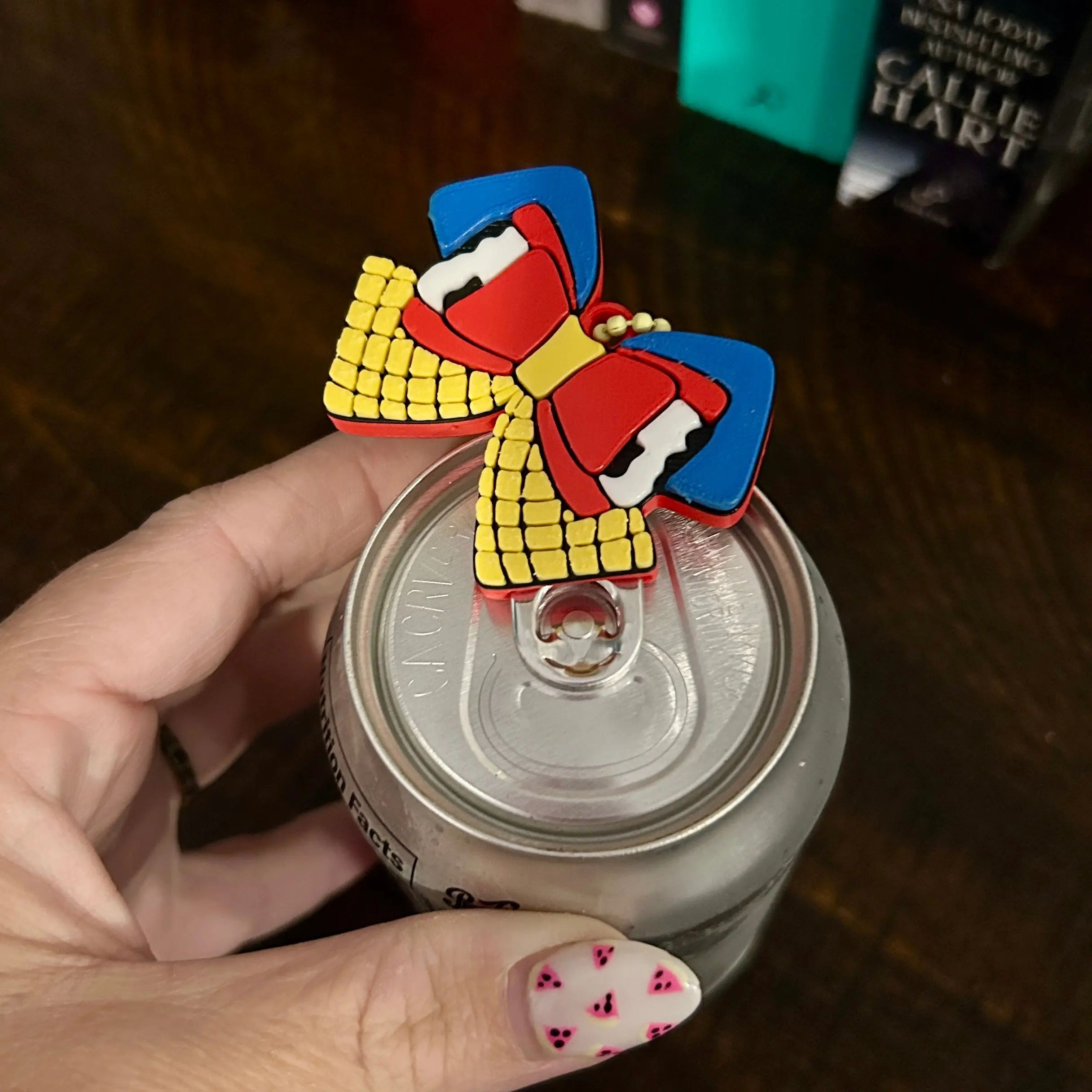 Unisex 3D Print Nail Saver Pop Tab Keychain - Cute Toy Story Bow Charm, Lightweight for Everyday Use