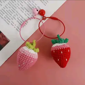 Strawberry Crocheted Keychains | Creative Handmade Fruit Pendant | Bag Charm Accessories Key Ring
