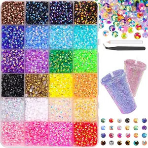 32000PCS Multicolor Resin Rhinestones for Crafting, Flatback Gems Kit with Tweezers & Picking Tools, Sparkling DIY Rhinestones for Bedazzling Clothes, Shoes, Tumblers, Nails, Phone Cases, Crafts & Decorations