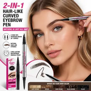 beauty glazed Curved Eyebrow Pen, Eyebrow Pencil Dual-Ended With 2-Fork Tip For Women, Effortlessly Creates Natural Hair-Like Brows, Lasts All-Day Waterproof & Smudge-Proof Formula For Flawless Makeup