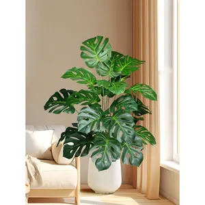 65cm Large Artificial Plants Fake Monstera Tree Plastic Palm Leaves Green Turtle Leafs Floor Tree Branch Without Pot 18 Leaves Tropical Banana Tree For Home Garden Kitchen Party Decor