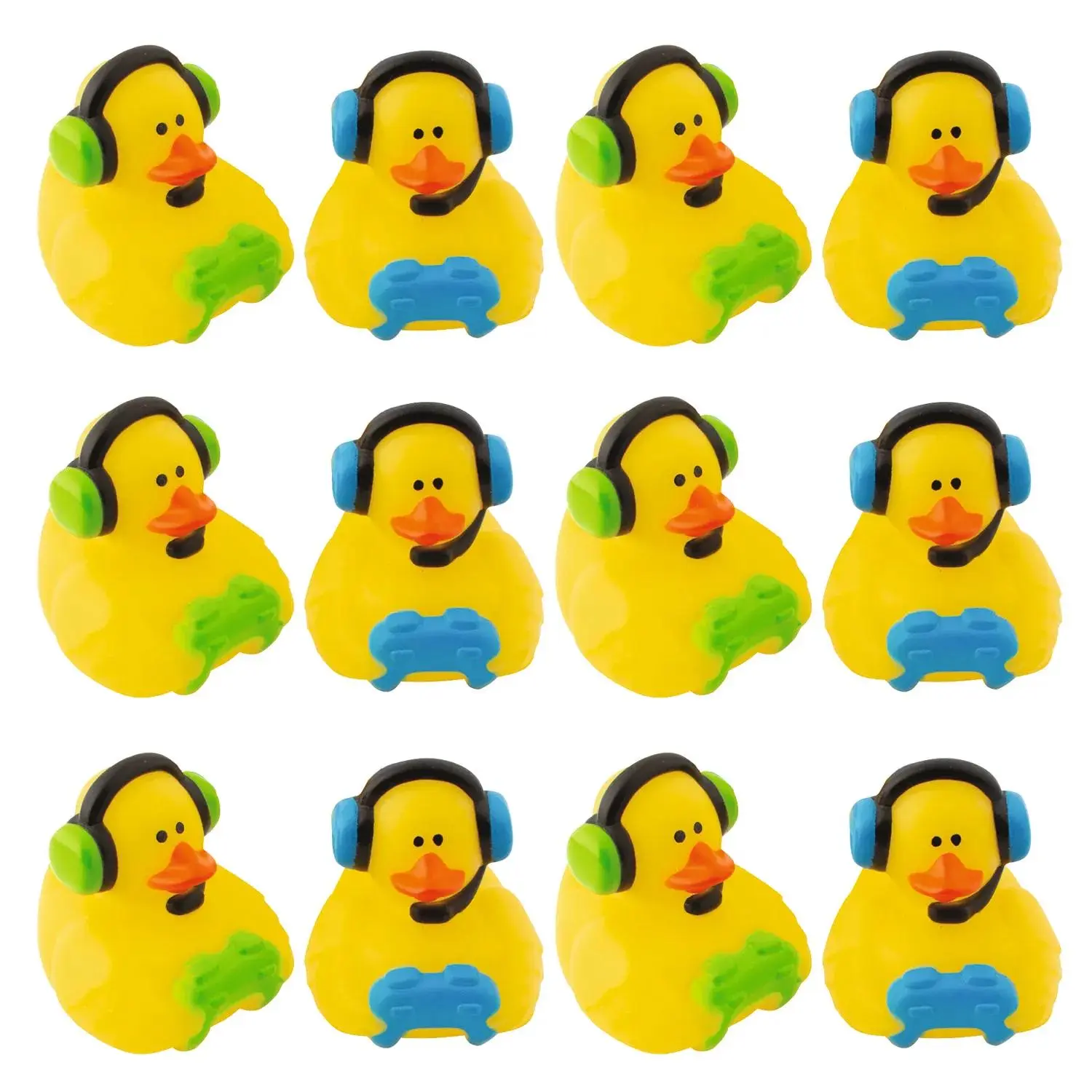 2 1/4" Gamer Vinyl Rubber Ducks with Controllers & Headsets - 12 Pc.