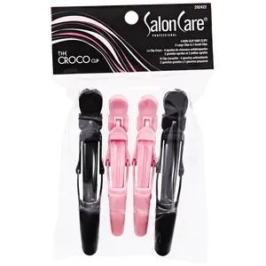 Salon Care Pink & Black Croco Clips