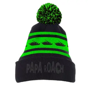 Classic Roach Neon Green Pom Beanie