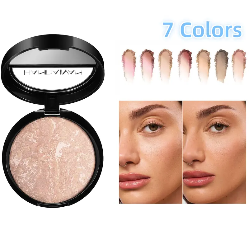 HANDAIYAN Marble Glow Fusion Baking Paint Makeup Setting Powder Set - Alcohol-Free, Oil-Control, Waterproof, Sweatproof, Long-Lasting, Stain-Free, Matte, Portable with Mirror, Includes Concealer & Pressure Powder for Daily, Dating Use
