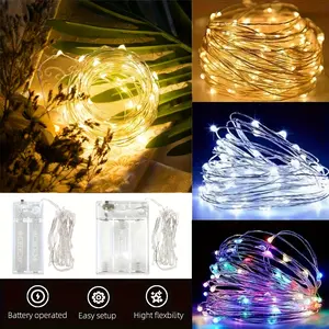 LED colored lights battery box copper wire string, fairy string lights, festive outdoor lights wreath christmas tree wedding party decoration,