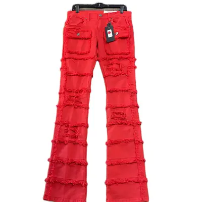 Red Stacked Jeans for Men TikTok Shop - Main Image