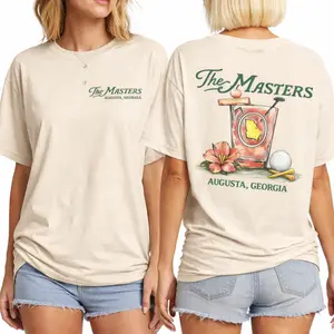 Masters 2026 Augusta National Golf Shirt, Azalea Floral Watercolor Graphic Tee, Classic Tournament Cotton T-Shirt, Cute Golf Mascot Shirt, Gift for Men Women Golf Lovers