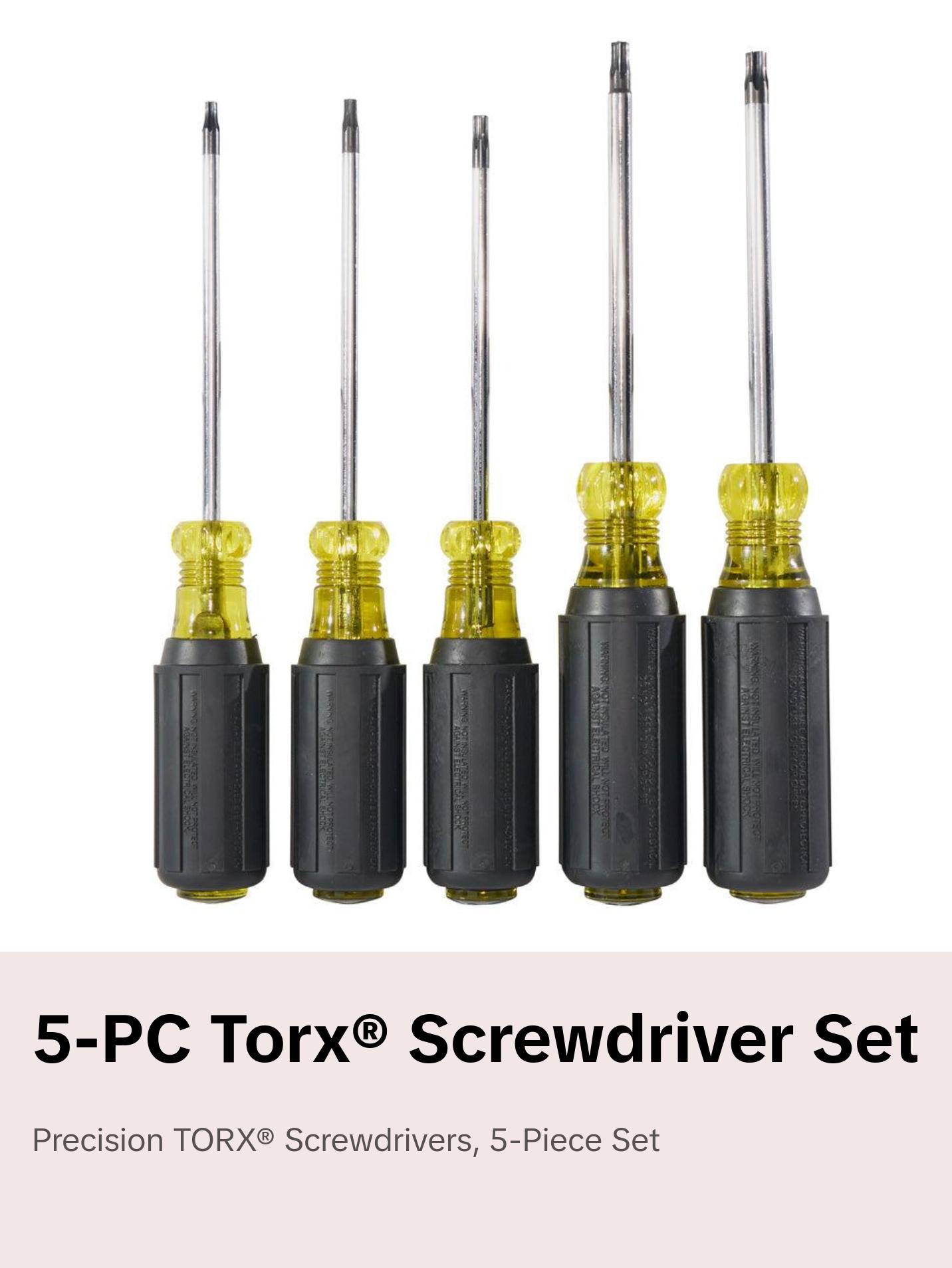 Klein Tools 19555 Screwdriver Set, TORX® Cushion Grip, 5-Piece