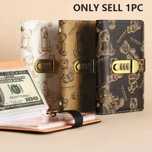 Vintage 100-Day Savings Challenge Book with Password Lock, Used for Photos, Stamps, Coins, Large Capacity Organizer, Savings Tracker Organizer, Suitable for Students, Teachers, Employees, Durable Plastic Home Decoration, Secure Storage
