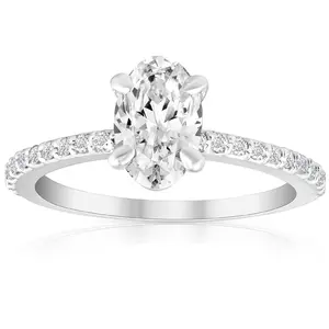 1 1/2Ct Oval Diamond Engagement Ring 14k White Gold Lab Grown