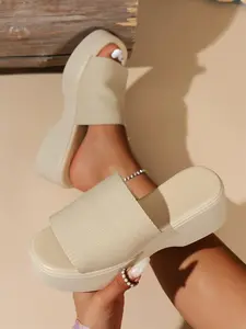 Women's Fashionable Solid Color Platform Sandals, Elevated Sandals, Casual Comfortable Non-slip Wedge Sandals for Summer, Lightweight Breathable Shoes for Daily Wear