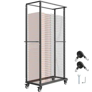 VEVOR Folding Chair Rack, 400 LBS Capacity, Heavy - duty Chair Cart for 5 Tables+14 Chairs, Chair Storage Dolly Chair Holder w/ Swivel Casters and Locking Wheels, for Party Event, Hotel, Matte BlackVEVOR Super Brand Day