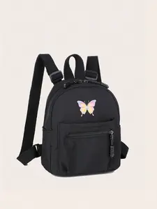 Portable Fashion Butterfly Pattern Backpack, Large Capacity Dual Shoulder Bag, Suitable for Students, Women, Business People, Commuters