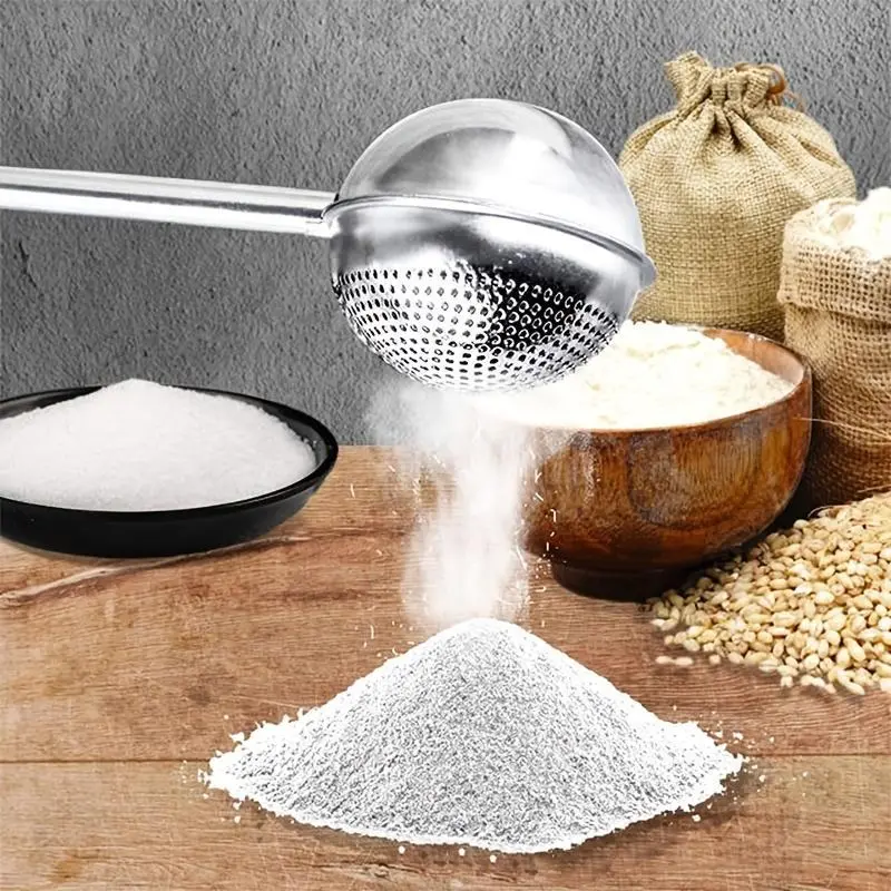 1pc Flour Sprinkler 304 Stainless Steel, Flour Filter One Hand Operation Spring Flour Sieve, Dust Collector Flour Sprinkler Tool For Baking Bakeware, Baking Tools, Baking Accessories