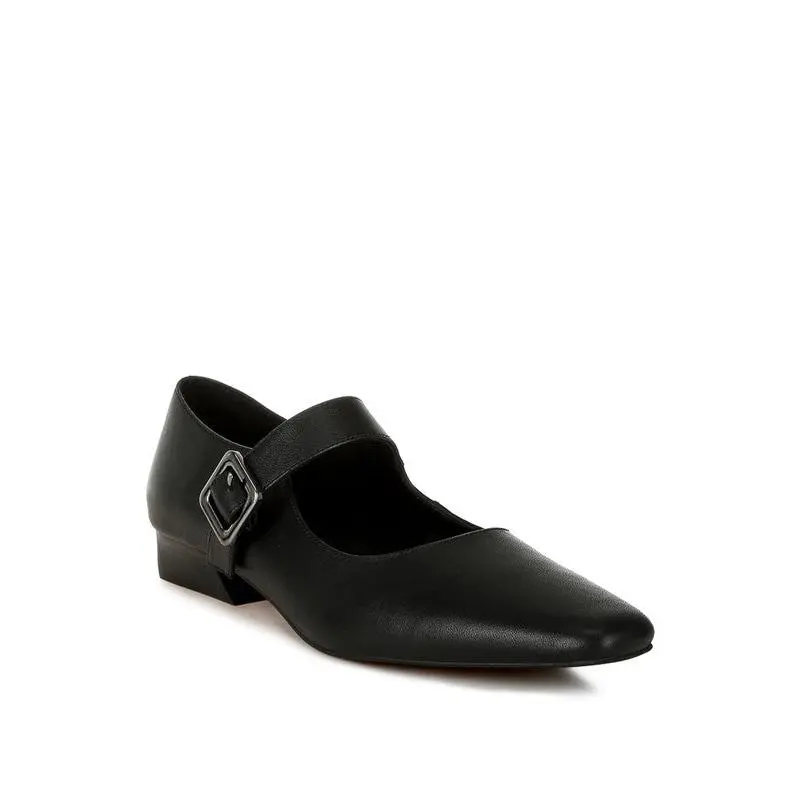 Vernis Genuine Leather Mary Jane Sandals