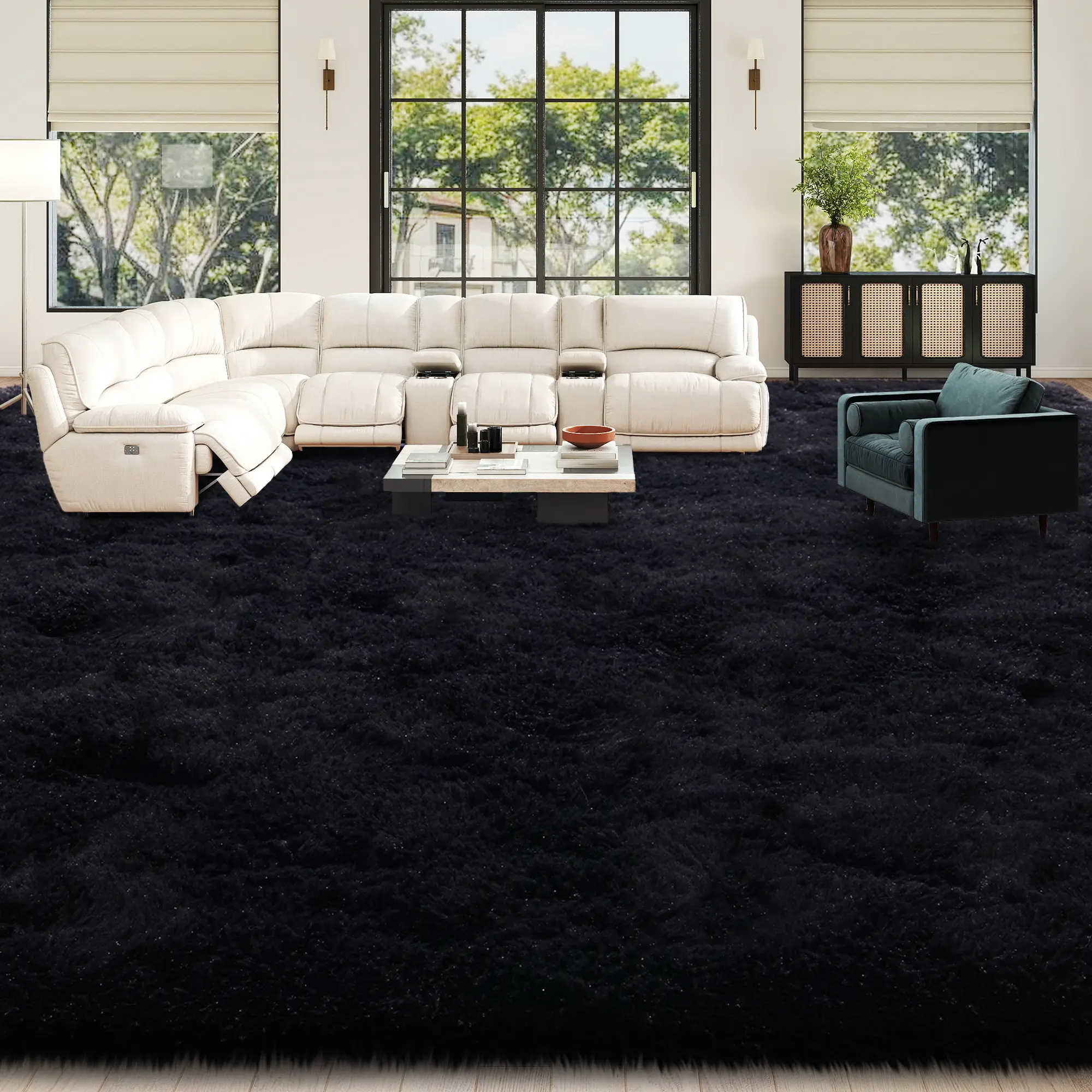 【Summer Sale Deals】【Moving Season】REZUTAN Super Soft Plush Shaggy Area Rug for Living Room Bedroom Nursery Kitchen and Bathroom Cozy Carpet with Free 4 Anti-Slip Stickers Back to School