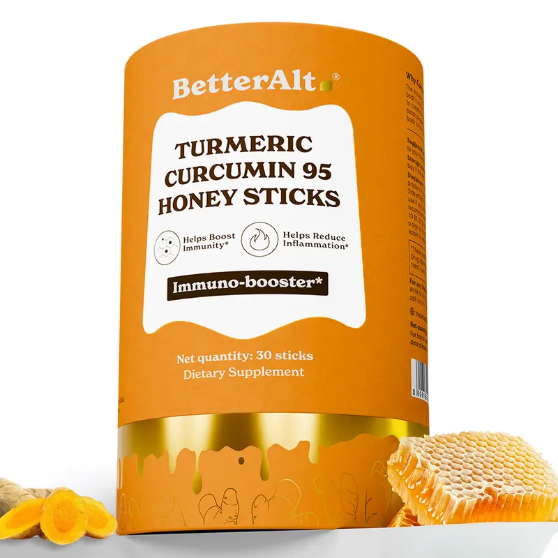 BetterAlt Curcumin95 Honey Sticks | All Season Immunity Support | Turmeric, Black Pepper & Ginger | Iron, Zinc, Vitamin B & C | 30-Day Supply