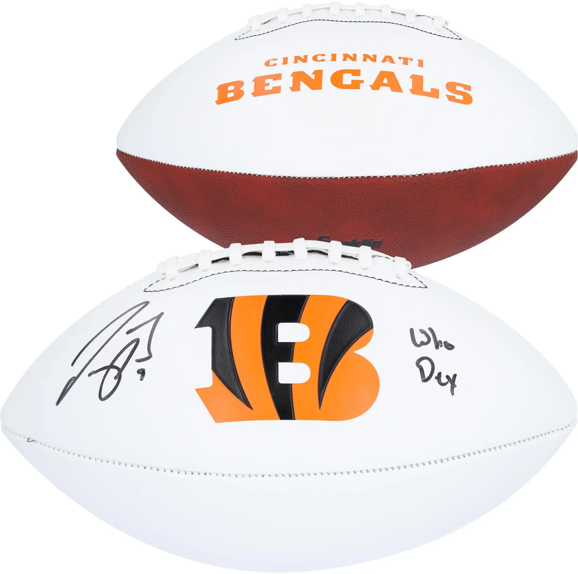 Joe Burrow Cincinnati Bengals Autographed Franklin White Panel Football with "Who Dey" Inscription - Fanatics Authentic Certified