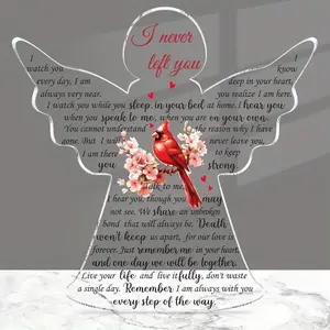 Bereavement Gift Angel Red Cardinal Acrylic Memorial Gift Sympathy Table Decor Remember Me Grieving Gift Sympathy Gift for Loss of Loved One Remembrance Decor