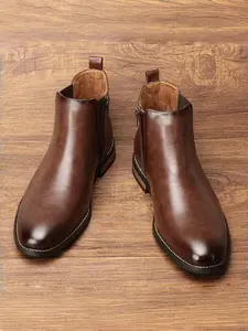 PU Leather Chelsea Boots, Ankle Height, Simple Fashion Style, Side Zipper Elastic Fabric Insole, Warm Faux Fur Lining, Anti-Slip Rubber Sole