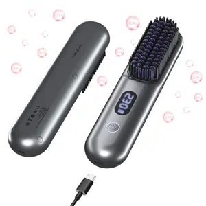 Hahahope Cordless Hair Straightener Brush-portable straightening comb,9600mAh Batt, Plasma Tech, 9 Temp-settings&LED Display, For Travel&home flatiron