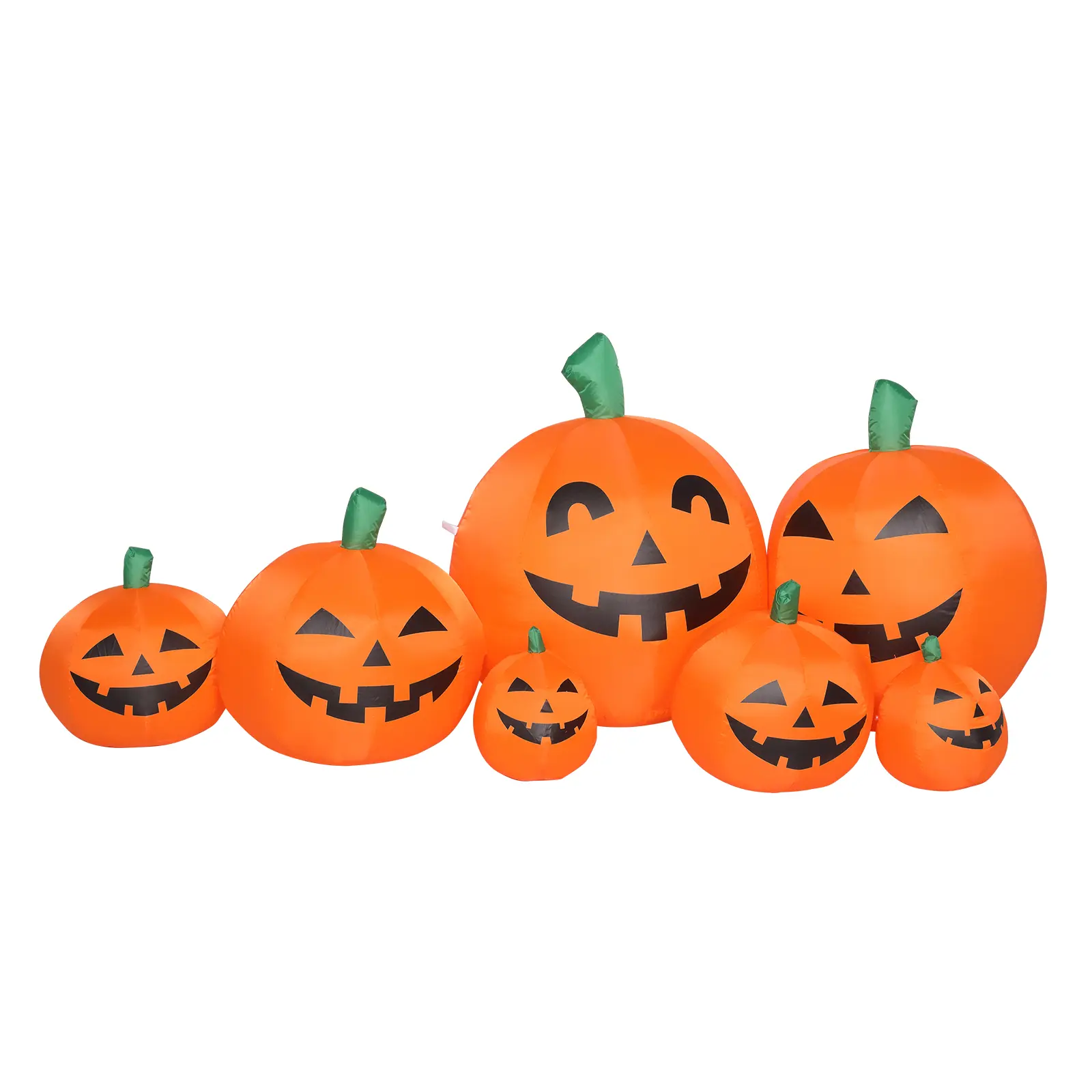 7ft Halloween Pumpkin Inflatable Decoration with 7pcs Built-In LED String Lights - Classic 7-Pumpkin Blow Up Outdoor Yard Decor with Stakes & Sandbag