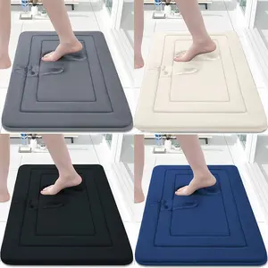 1pcs Coral Fleece Bathroom Mat Non-Slip Pad, Pure Color Soft Skin-Friendly, Ideal for Bathroom Entrance, Fashionable Contemporary Style Rug, Bathroom Floor Mat, Non Slip Mats, Bathmat