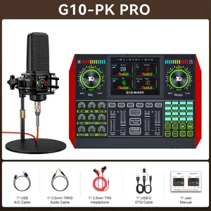 G10-PK PRO Audio Mixer, Live Sound Card, Professional Chipset, 48V Phantom Power, One-Touch Noise Reduction, One-Touch Voice Changing for Podcasts/Recordings/Vocal/Game Voice