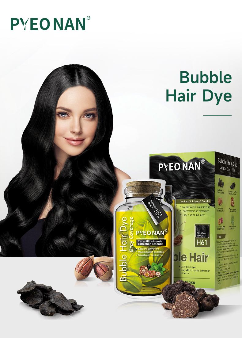 PYEONAN Unisex Bubble Hair Dye, Black or Dark Brown with Herbal Ingredients, No Bleaching, Ammonia-Free, 10 Bags Hair Color 5.6 Oz./160g Haircare Coloring, Springtok