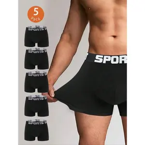 5 Pieces Of Solid Color Pure Cotton Men's Boxer Underwear Men's Athletic Shorts Underwear Sport Briefs