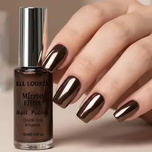 ELL LOUREL 10ml Mirror Bronze Nail Art Polish: Quick-drying, long-lasting, and fade-resistant. Suitable for all skin tones, this mirror-finish polish looks stunning even on yellowish nails, effortlessly creating a salon-quality manicure.