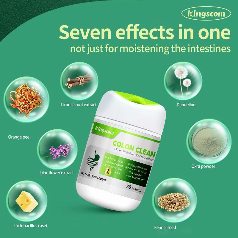 Kingscom Colon Clean Extra Strength 15 Day Cleanse Gut and Colon Support Caffeine Free with Okra Powder ,Dandelion Root & Orange Peel 30 Capsules