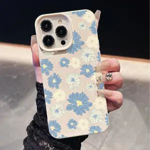Transparent Floral Chrysanthemum Pattern Tpu Phone Case, Anti-Drop Shockproof Matte Full Cover for iPhone 11-17 Pro Max, Samsung A55-S21 Series