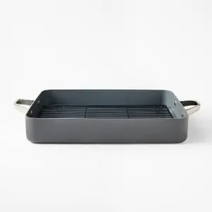 15.74" Aluminum Ceramic Roasting Pan Dark Gray - Figmint 15.74" Aluminum Ceramic Roasting Pan Dark Gray - Figmint