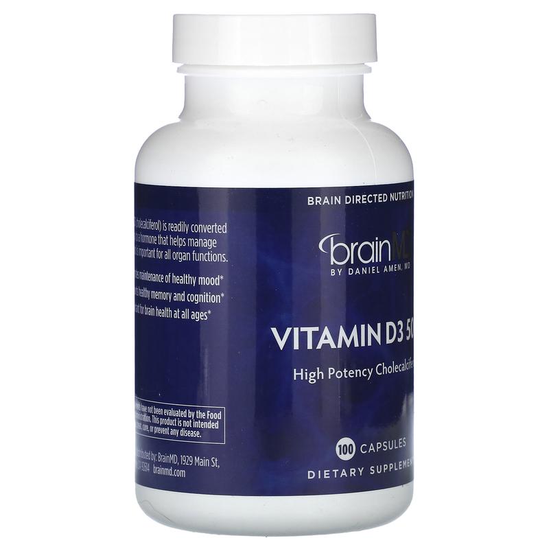 BrainMD Vitamin D3 5000, 125 mcg (5,000 IU), 100 Capsules