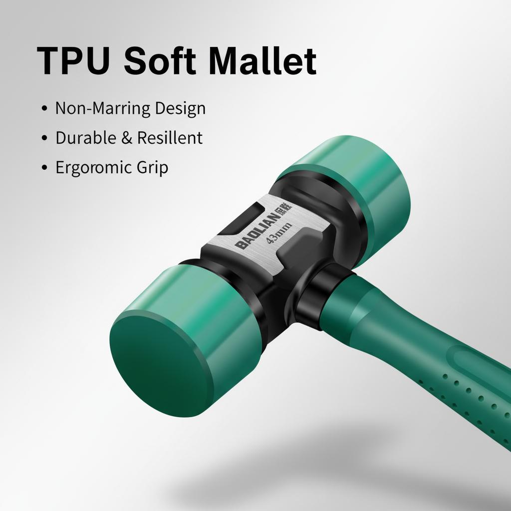 Heavy Duty Rubber Mallet Hammer, TPU Head Installation Hammer, Shock Absorbing Non-Slip Handle, Floor Tile & Woodworking Tool