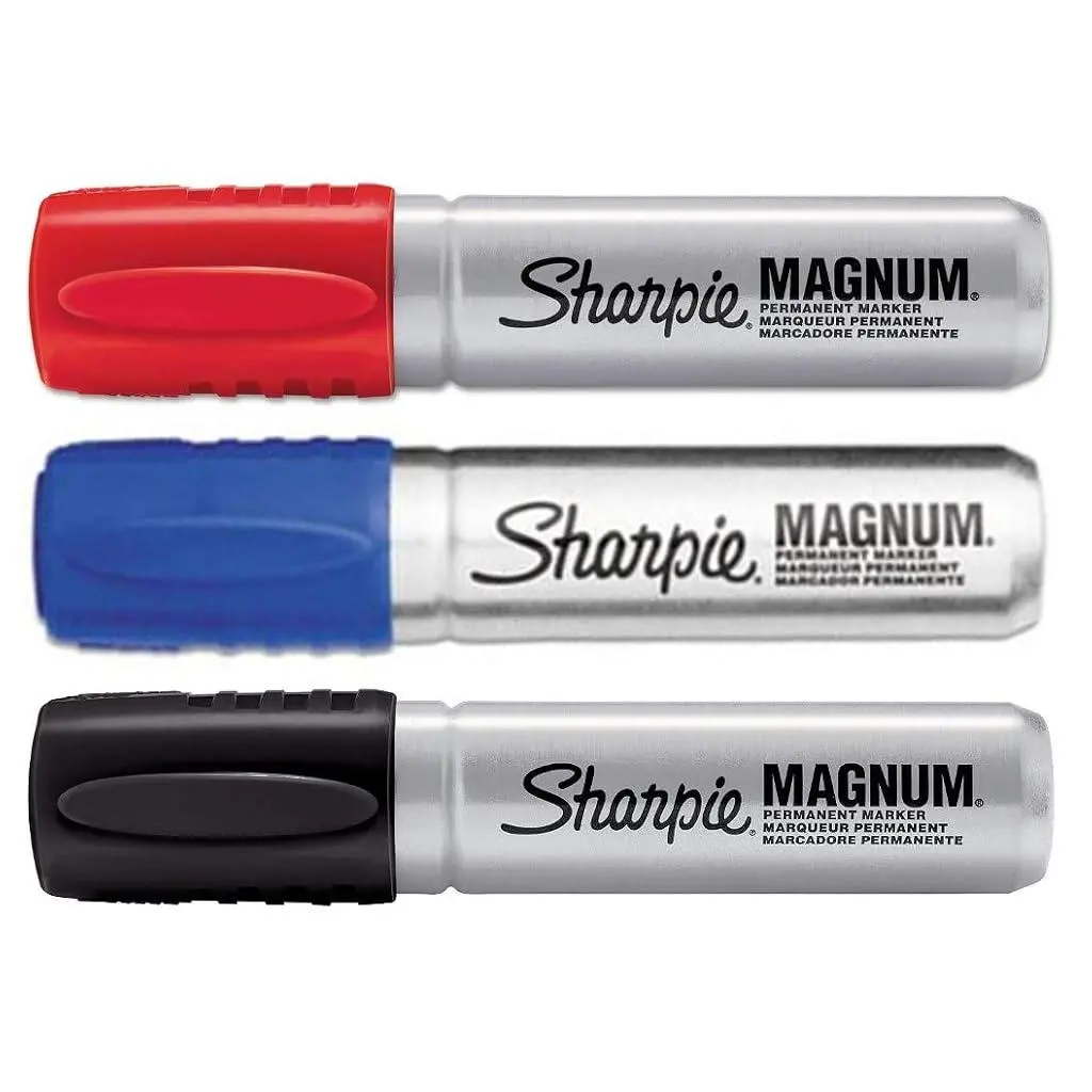Sharpie Magnum - Blue + Black + Red - 3-Color Bundle - Magnum Oversized Permanent Markers - Chisel Tip