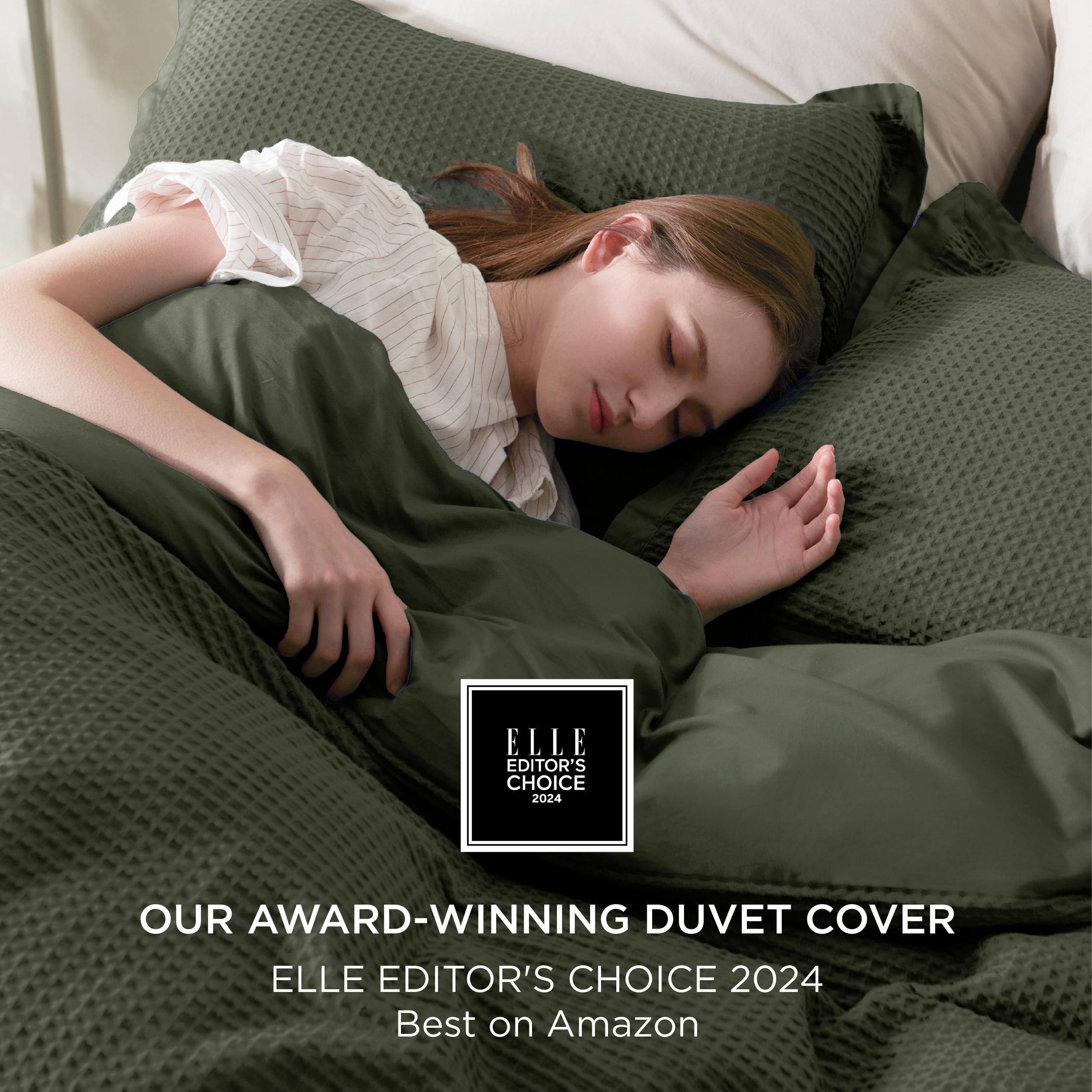 Bedsure Cotton Duvet Cover Set,Moody Color, 100% Cotton Waffle Weave Duvet Cover, Pure Woven Breathable Bedding Set for All Season, 3 Pieces