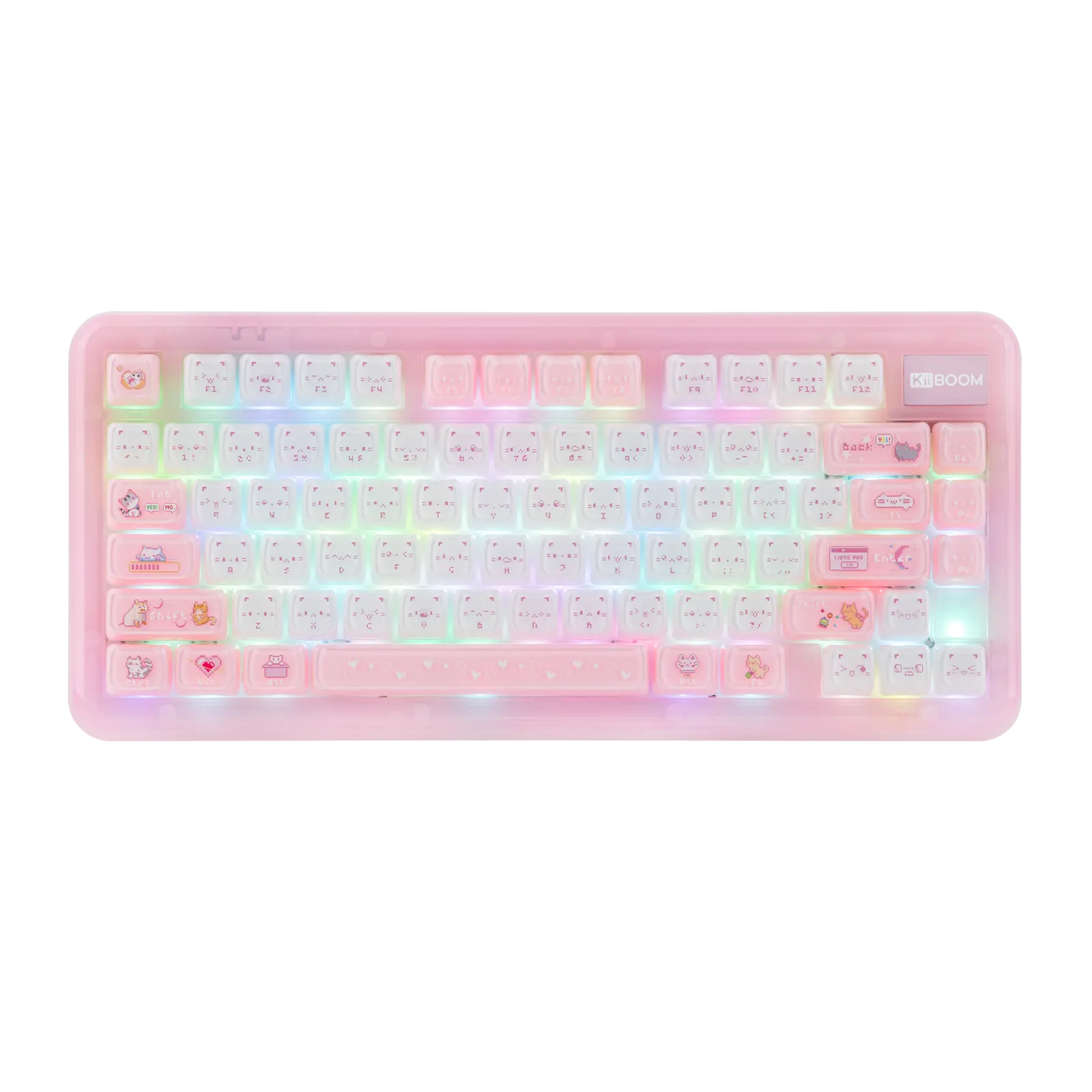 KiiBoom Phantom81 Lite Wireless 75% Gasket Mechanical Gaming Keyboard - Hot-Swappable, QMK-VIA Programmable, Thocky Tri-Mode (2.4G/BT5.0/USB-C), RGB Lights, Foam, Latex, UV Protection, Creamy ABS Mold Colored LED Keycaps, DIY Gaming Accessory, Pe, Creamy,