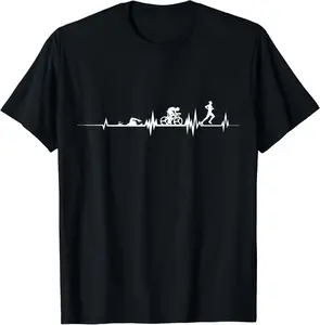 Triathlon Heartbeat Swim Cycle Run Athletes T-Shirt